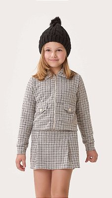 Conjunto Infantil Feminino Saia Shorts Xadrez