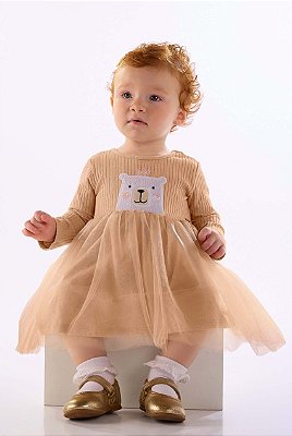 Vestido de Bebê Tule Bege Up Baby