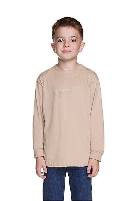 Camiseta Infantil Manga Longa Have Fun Bege