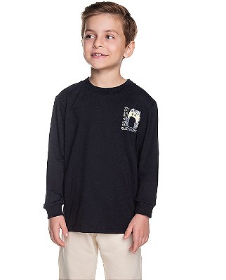 Camiseta Infantil Preta Gamer Manga Longa