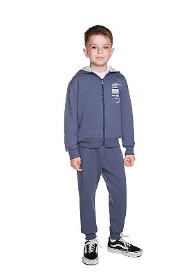 Conjunto Infantil Masculino Moletom Aberto Azul