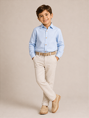 Camisa Infantil Masculina Social Tricolinho Azul