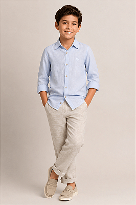 Camisa Juvenil Masculina Tricolinho Azul