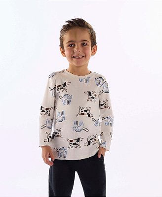 Camiseta Infantil Manga Longa Pets Menino