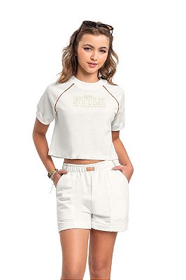 Conjunto Juvenil Feminino Gloss Off White
