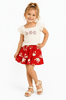 Conjunto Infantil Feminino Saia Fresquinho