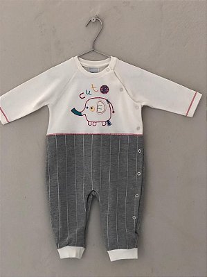 Macacão de Bebê com Elefantinho da Baby Fashion