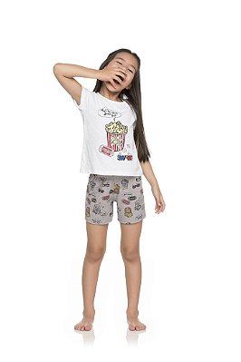 Pijama Infantil Mãe e Filha com Estampa de Pipoca da Quimby