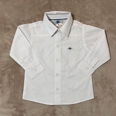 Camisa Branca Social Infantil Masculina Manga Longa Machinho