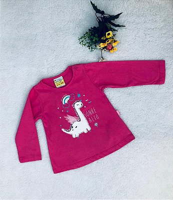 Blusa de Bebê Estampa de Dinossauro Pink da Nini Bambini