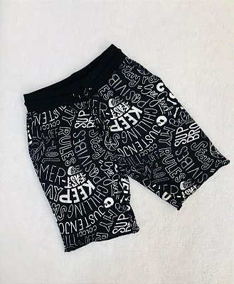 Bermuda Infantil Preta Estampada Letters da Colcci
