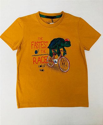 Camiseta Infantil de Manga Curta Laranja Estampada da Colcci