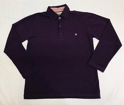 Camiseta Polo Infantil e Juvenil Roxa Manga Longa Machinho