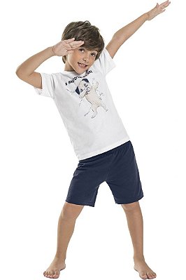 Pijama Infantil com Camiseta Manga Curta Cachorrinho da Quimby