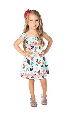 Vestido de Bebê Infantil Azul Meia Malha Sem Manga da Have Fun