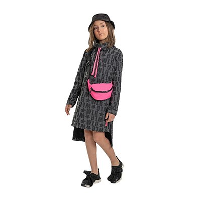 Vestido Infantil Estampado de Moletom com Mangas Longas da Gloss