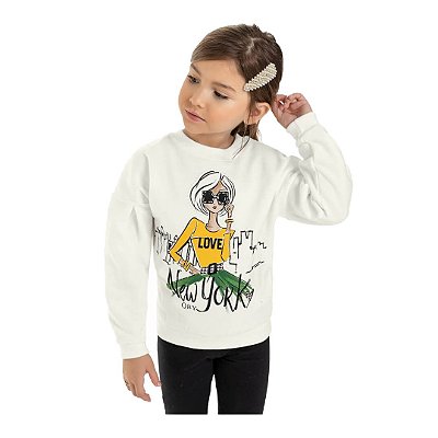Blusa Infantil de Moletom Felpado Branco da Quimby