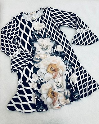 Vestido Infantil Estampado Manga Longa da Petit Cherie