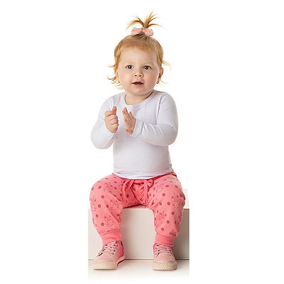 Calça de Bebê Rosa Moletom Felpado Estampado de Unicórnios