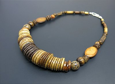 COLAR ETNICO COCO, GUARAPURUVU, MURICI, BAMBU, JARINA E AÇAI COCO