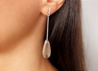 BRINCO PÊNDULO QUARTZO RUTILADO