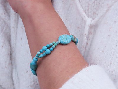 PULSEIRA EXÓTICA HOWLITA TURQUESA I