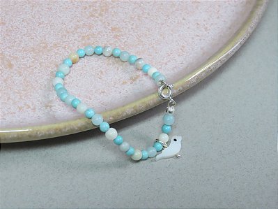 PULSEIRA MADREPÉROLA E HOWLITA COM PASSARINHO