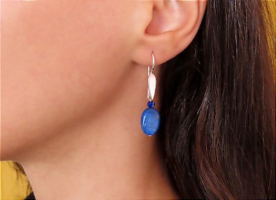 BRINCO GANCHO EXCLAMAÇÃO LÁPIS LAZULI