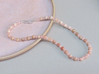 COLAR RODOCROSITA E QUARTZO ROSA