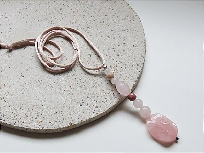 PÊNDULO RODOCROSITA, JASPE E QUARTZO ROSA