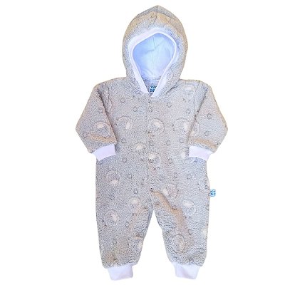 Fleece Infantil Bebê Macacão com Capuz - Ovelhinha Azul