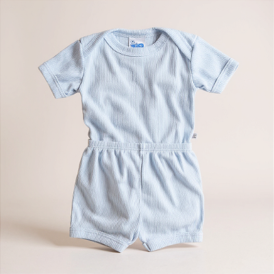 Conjunto Manga Curta Poliviscose Azul Bebê