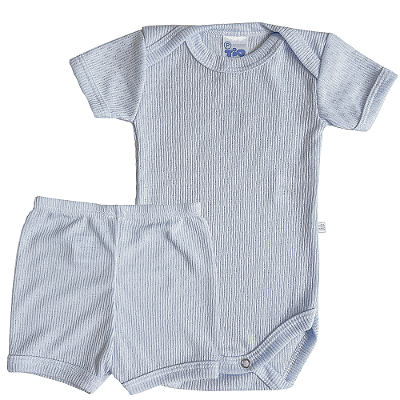 Conjunto Manga Curta Poliviscose Azul Bebê