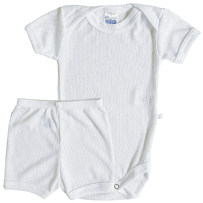 Conjunto Manga Curta Poliviscose Branco