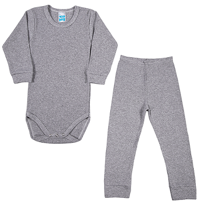 Conjunto Infantil Canelado Manga Longa Mescla