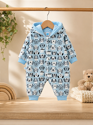 Macacão Fleece Peluciado com Capuz Bebê - Pets