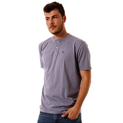 Camiseta Oitavo Ato Henley Cinza Stone