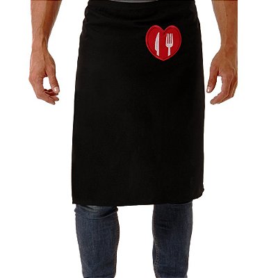 Avental Oitavo Ato De Cintura Bordado Fork Preto