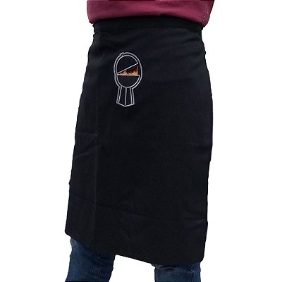 Avental Oitavo Ato de Cintura Bordado Churras Preto