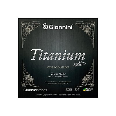 Encordoamento Violão Náilon 6 cordas Giannini Titanium 85/15 Média