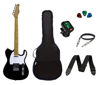 KIT Guitarra Tagima Woodstock Telecaster Tw55 Preta