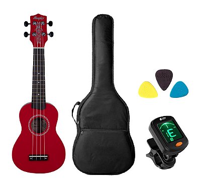 Kit Ukulele Memphis Honu Acústico Vermelho