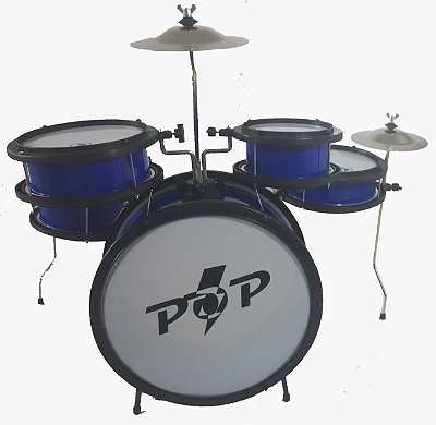 Bateria Acústica Infantil Luen Pop Max Azul - Reforçada