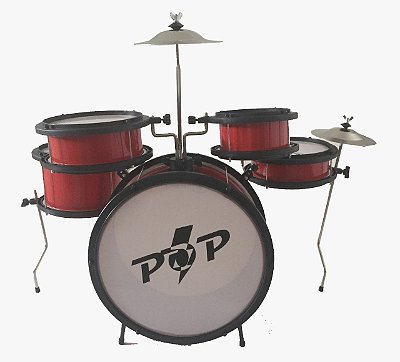 Bateria Acústica Infantil Luen Pop Max Vermelha - Reforçada