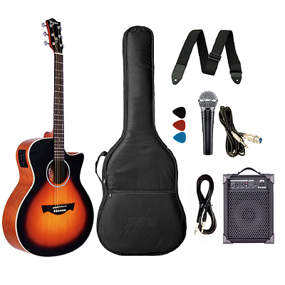 Kit Violão Eletroacústico Aço Tagima Tw29 Sunburst + Caixa De Som