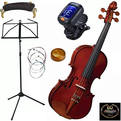 Kit Violino Eagle Ve441 Partitura Afin Cordas Breu Espaleira