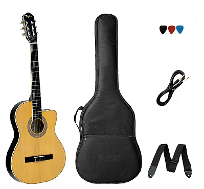 Kit Violão Elétrico Tagima Cartagena Flat Nylon Natural