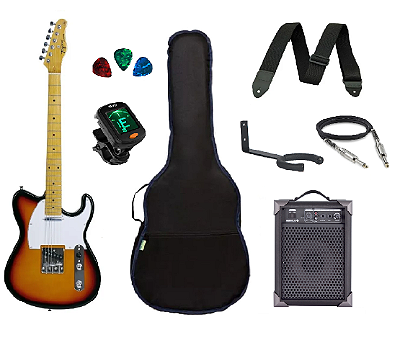 KIT Guitarra Tagima Woodstock Telecaster Tw55 Sunburst + Amp