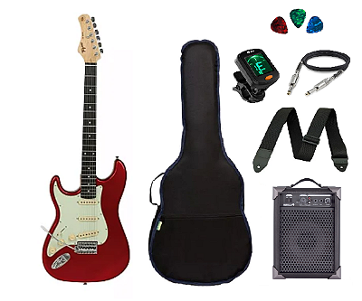 Kit Guitarra Tagima TG500 Candy Apple para Canhoto + Amplificador
