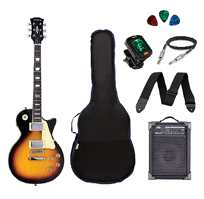 Kit Guitarra Strinberg Les Paul LPS230 + Amplificador + Afinador Digital + Acessórios Sunburst